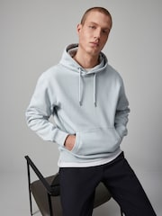 Light Blue Regular Fit Jersey Cotton Rich Overhead Hoodie - Image 3 of 8