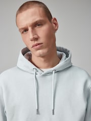 Light Blue Regular Fit Jersey Cotton Rich Overhead Hoodie - Image 4 of 8