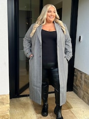 In The Style Grey Curve Jess Millichamp Longline Formal Coat - Image 1 of 1