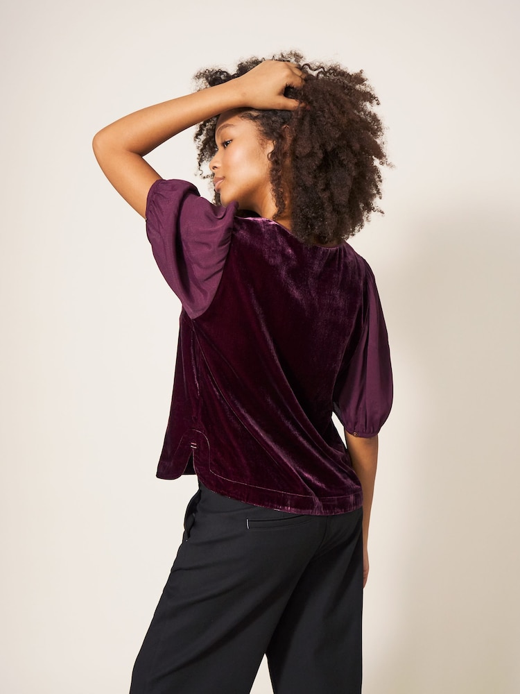 White Stuff Purple Cleo Velvet Top - Image 2 of 7 White Stuff Purple Cleo Velvet Top - Image 2 of 7