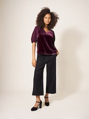 White Stuff Purple Cleo Velvet Top - Image 3 of 7