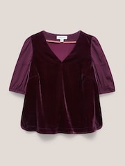 White Stuff Purple Cleo Velvet Top - Image 6 of 7