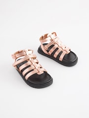 Rose Gold Leather Gladiator Sandals - Image 3 of 6