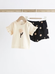 Monochrome Flower Baby Top and Shorts 2 Piece Set - Image 1 of 15