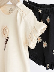 Monochrome Flower Baby Top and Shorts 2 Piece Set - Image 5 of 15
