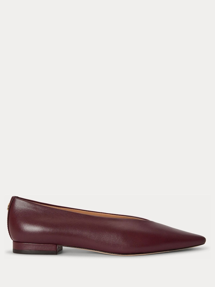 Lauren Ralph Lauren Red Audri Soft Nappa Pointed Ballet Flats - Image 1 of 4