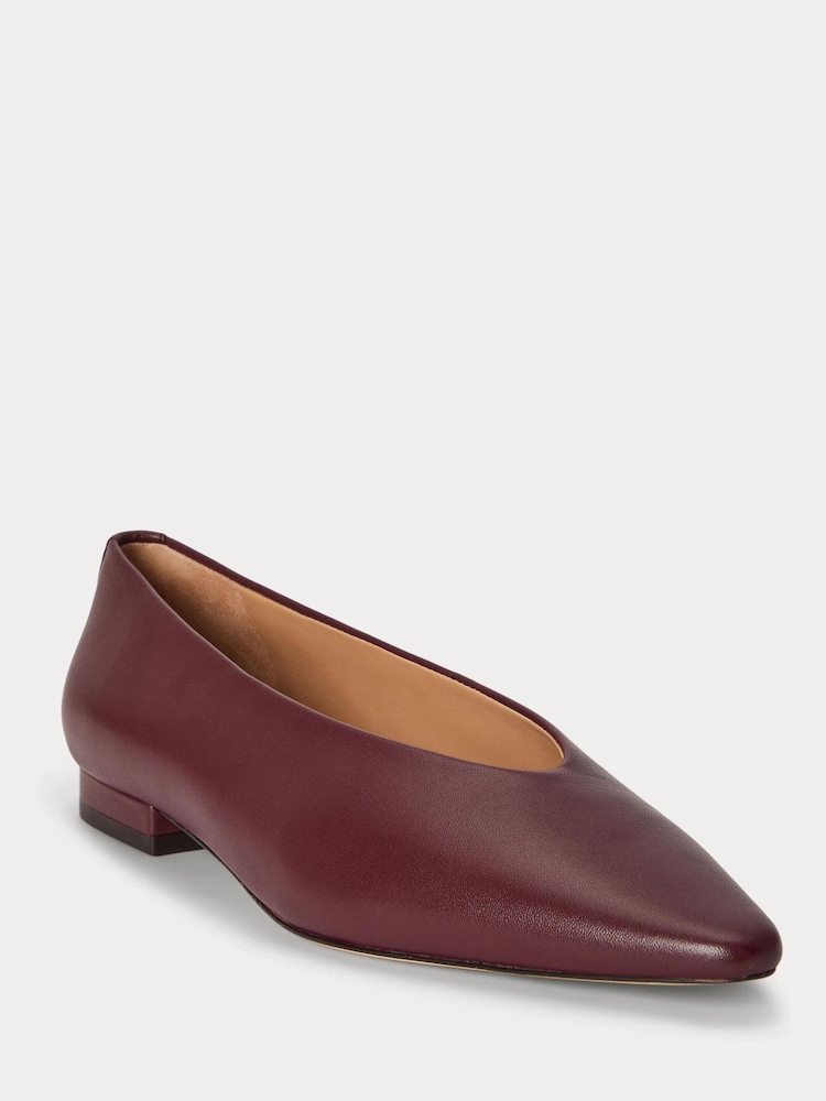 Lauren Ralph Lauren Red Audri Soft Nappa Pointed Ballet Flats - Image 2 of 4