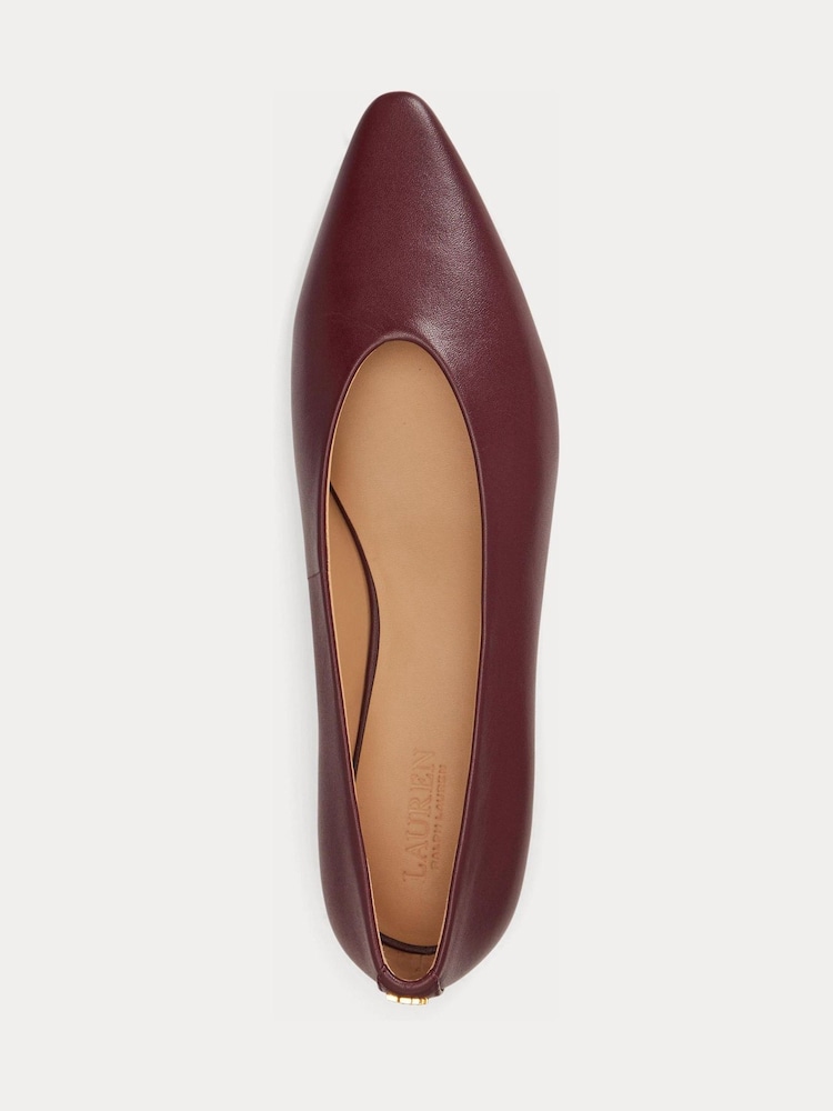 Lauren Ralph Lauren Red Audri Soft Nappa Pointed Ballet Flats - Image 4 of 4