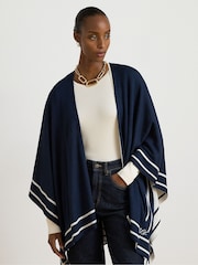 Lauren Ralph Lauren Jet Set Stripe Trim Poncho - Slika 1 iz 3