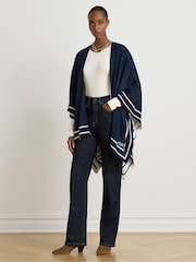 Lauren Ralph Lauren Jet Set Stripe Trim Poncho - Slika 2 iz 3