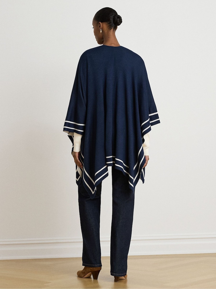 Lauren Ralph Lauren Jet Set Stripe Trim Poncho - Slika 3 iz 3