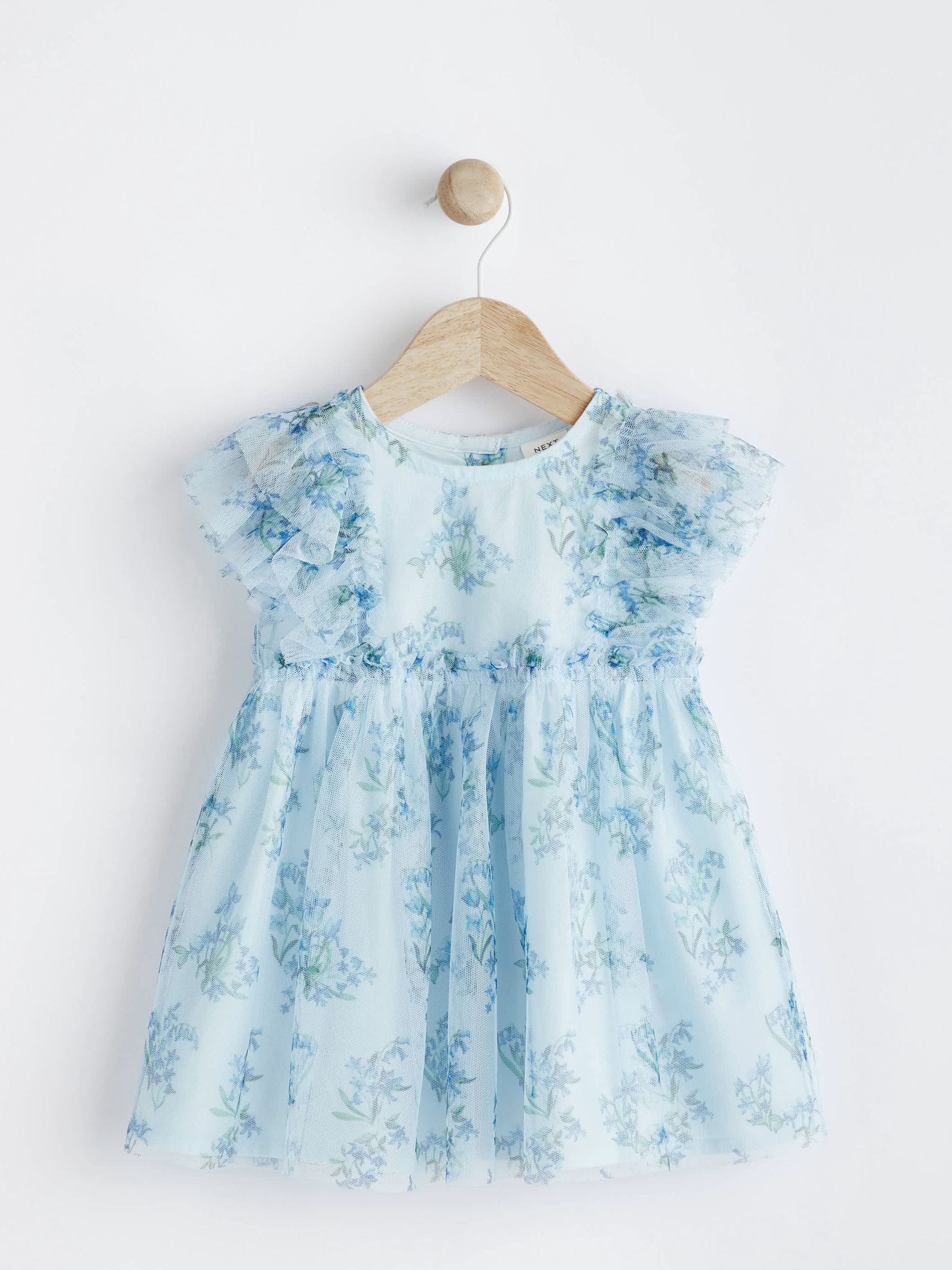 Buy Blue Floral Baby Party Frill Sleeve Dress 0mths 2yrs from Next Germany