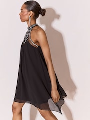 Lipsy Silver Embellished Halter Shift Mini Dress - Image 2 of 5