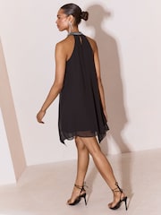 Lipsy Silver Embellished Halter Shift Mini Dress - Image 5 of 5