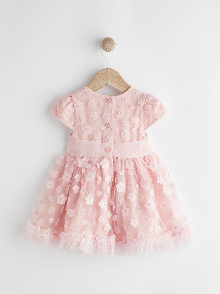 Pink 3D Flowers Baby Occasion Dress (0mths-2yrs) - Image 2 of 7