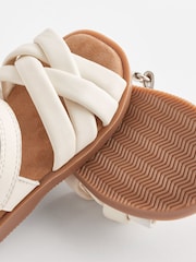 White Leather Woven Sandals With Touch Fastening - Image 5 of 6