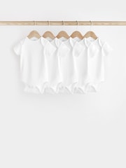 Weiß - Kurzärmlige, gerippte Bodysuits für Babys im 5er-Pack - Bild 1 von 8