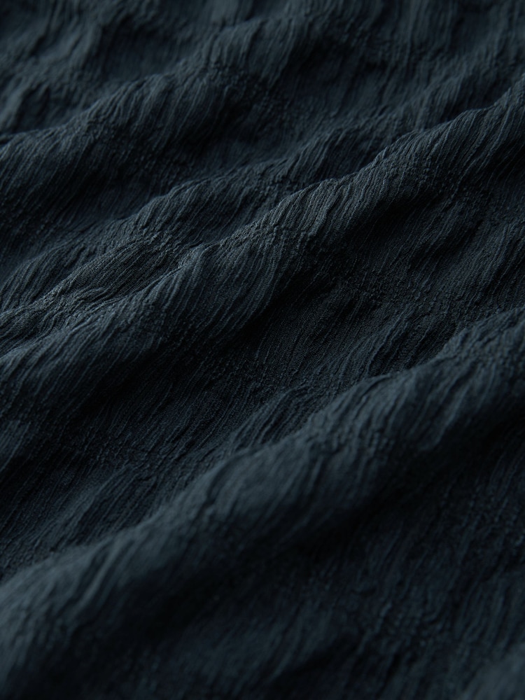 Petrol Blue Textured Long Sleeve Wrap Midi Dress - Image 6 of 6 Petrol Blue Textured Long Sleeve Wrap Midi Dress - Image 6 of 6