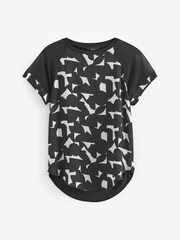 Schwarz/Weiß, Geoprint - T-Shirt aus Mischgewebe mit Raglanärmeln - Bild 5 von 6
