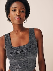 Black Sequin Vest Top - Image 3 of 5