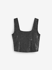 Black Sequin Vest Top - Image 4 of 5