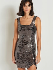 Rose Gold Sequin Mini Dress - Image 1 of 6