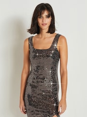 Rose Gold Sequin Mini Dress - Image 4 of 6