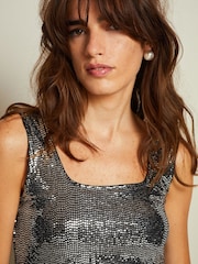 Silver Sequin Vest Top - Image 4 of 6