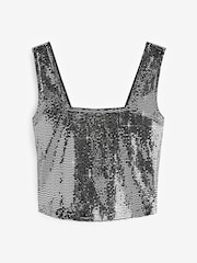 Silver Sequin Vest Top - Image 5 of 6