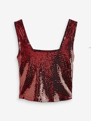 Red Sequin Vest Top - Image 1 of 6