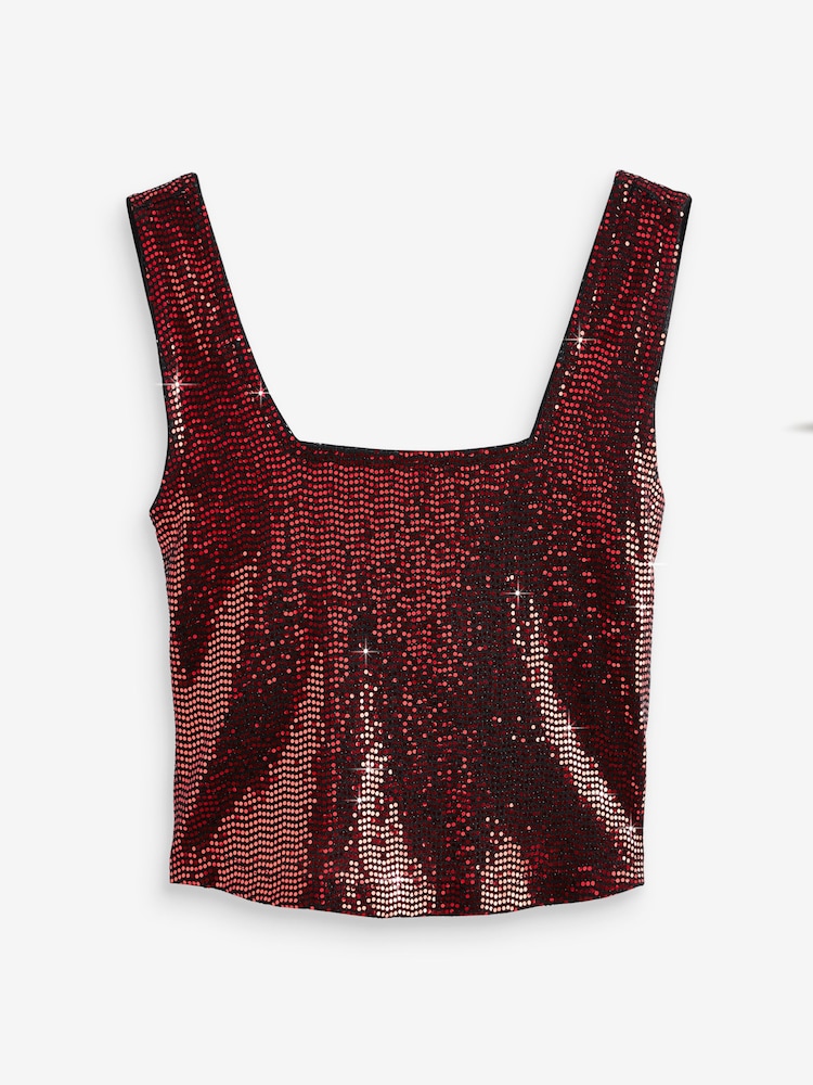 Red Sequin Vest Top - Image 1 of 6