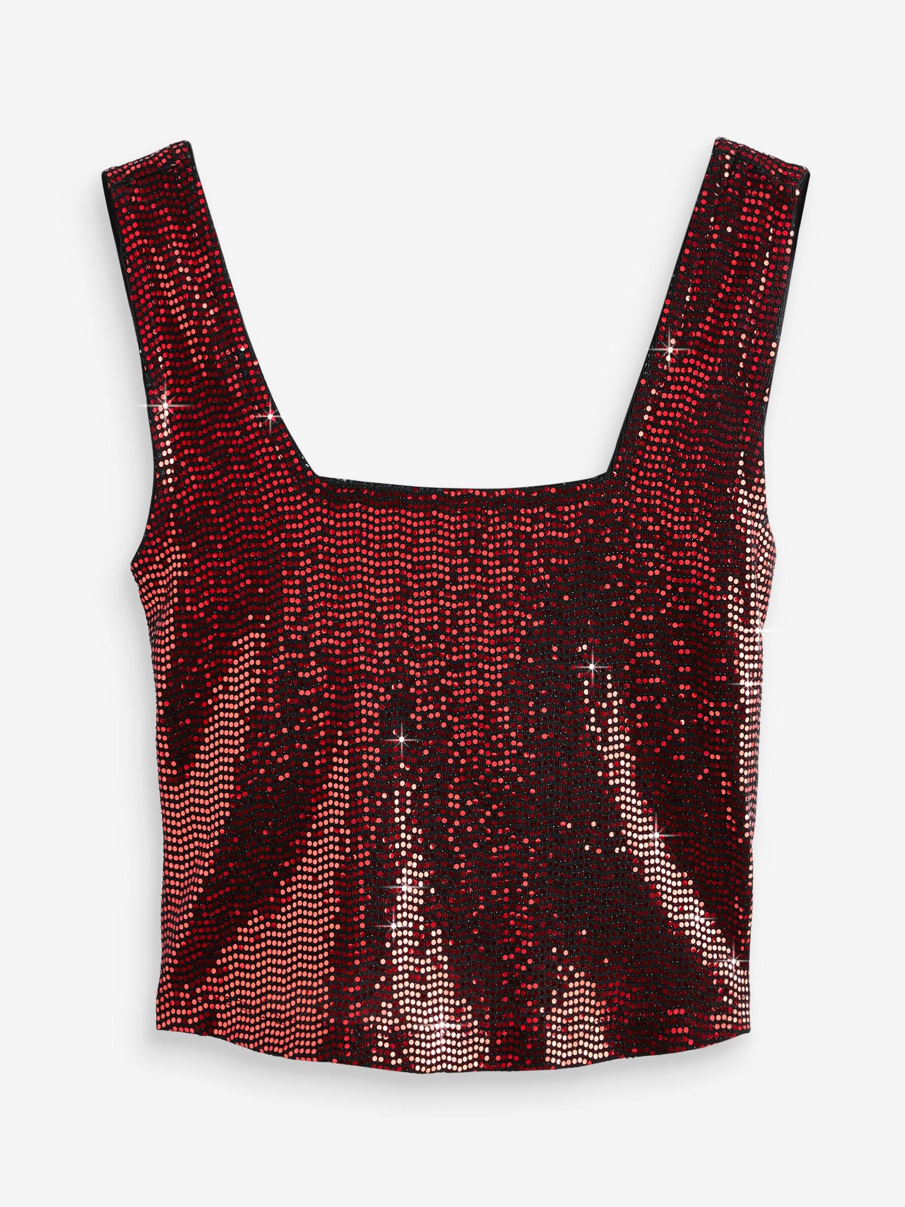 red sequin vest top