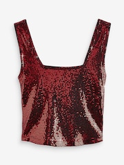 Red Sequin Vest Top - Image 5 of 6