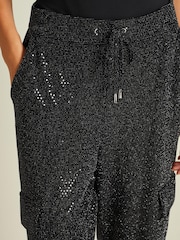 Black Sequin Cargo Trousers - Image 4 of 4