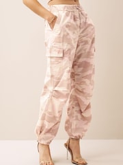 Pink Camouflage Parachute Cotton Cargo Trousers - Image 1 of 5