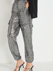 Silver Leopard Sequin Cargo Trousers - Image 2 of 7