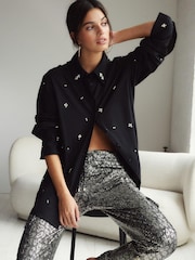 Silver Leopard Sequin Cargo Trousers - Image 3 of 7
