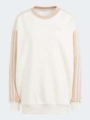 adidas White Sportswear Essentials 3-Stripes Oversized Fleece Sweatshirt - Image 7 of 7