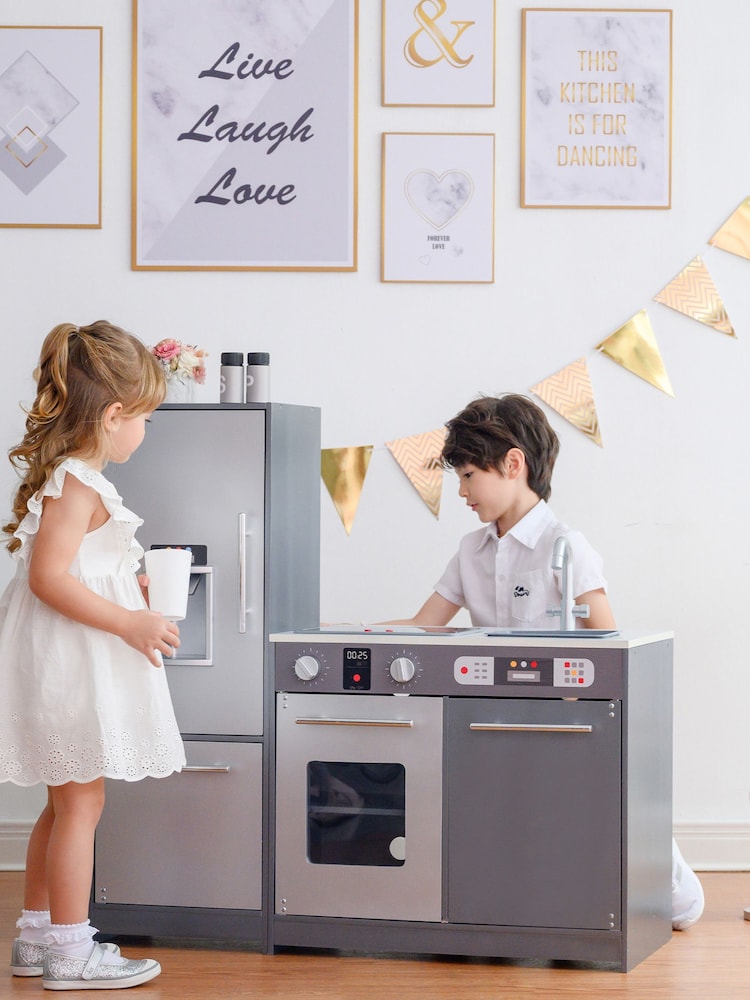 Teamson Home Grey Milano Interactive Wooden Play Kitchen Set - Image 2 of 4