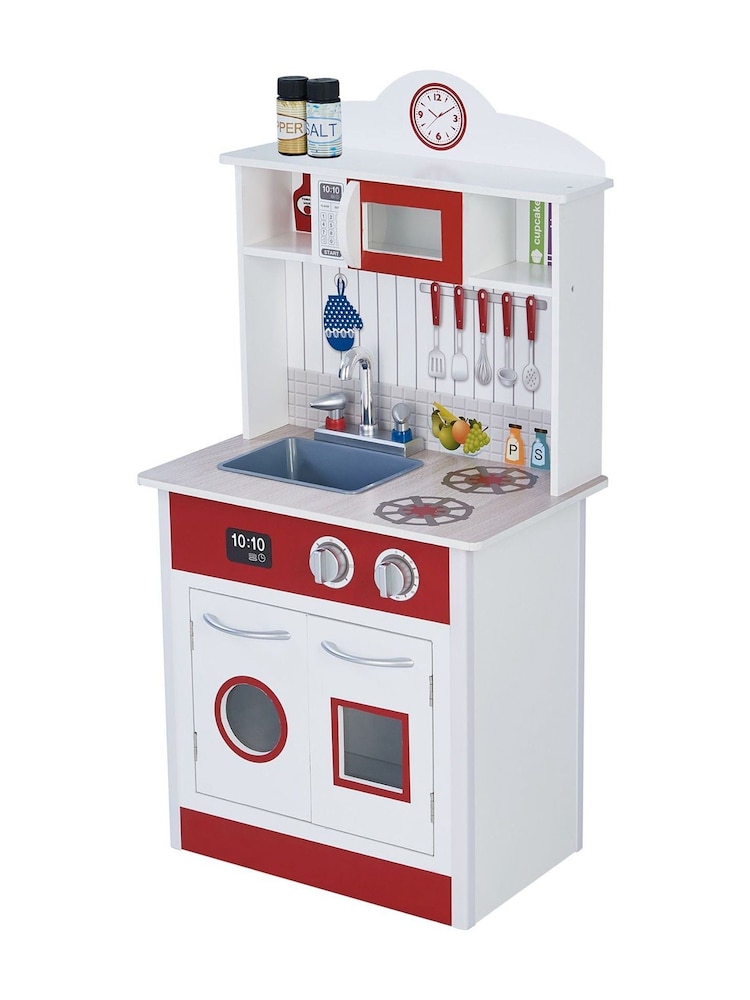 Teamson Home Red Madrid Interactive Wooden Play Kitchen Set - Image 2 of 6