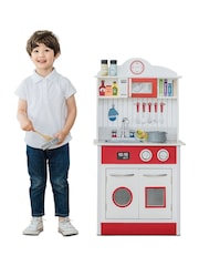 Teamson Home Red Madrid Interactive Wooden Play Kitchen Set - Image 4 of 6