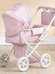 Teamson Home Pink Kids Dolls Foldable Pram Pushchair & Storage - Image 1 of 6