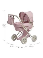 Teamson Home Pink Kids Dolls Foldable Pram Pushchair & Storage - Image 3 of 6
