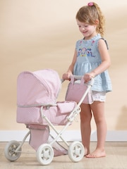 Teamson Home Pink Kids Dolls Foldable Pram Pushchair & Storage - Image 6 of 6