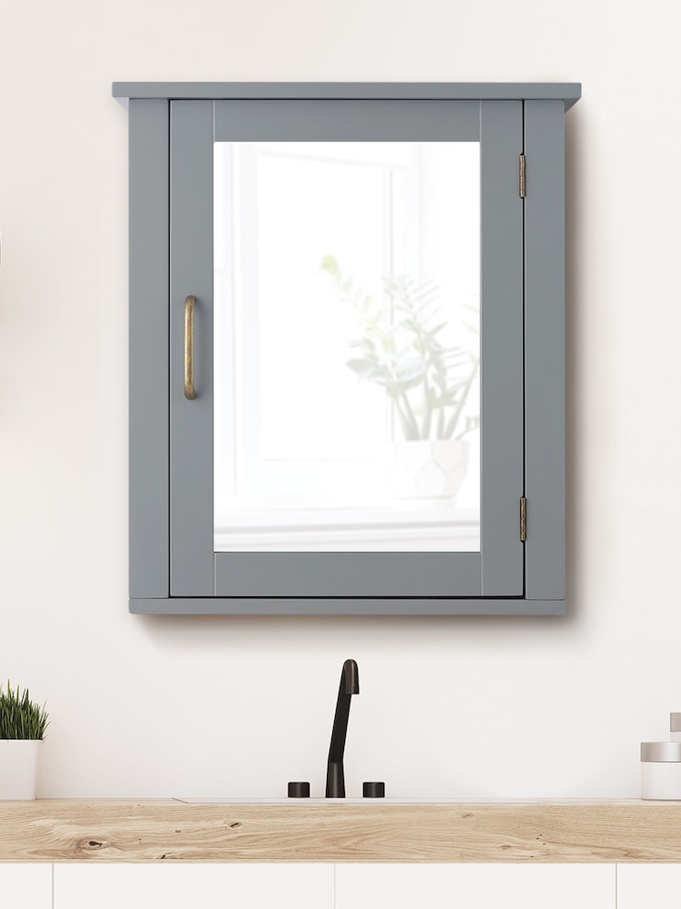 Teamson Home Grey Mercer Wooden Bathroom Storage Wall Cabinet Unit - Image 1 of 6