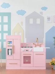 Teamson Home Pink Charlotte Interactive Wooden Play Kitchen Set - Image 1 of 4