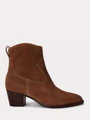 Lauren Ralph Lauren Brown Harpher Suede Western Ankle Boots - Image 1 of 4
