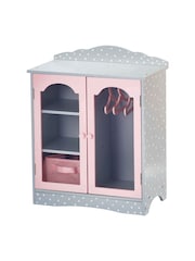 Teamson Home Grey Kids Wooden Doll Wardrobe Storage and Hangers - Image 2 of 6