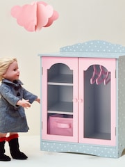 Teamson Home Grey Kids Wooden Doll Wardrobe Storage and Hangers - Image 5 of 6