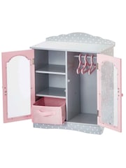 Teamson Home Grey Kids Wooden Doll Wardrobe Storage and Hangers - Image 6 of 6